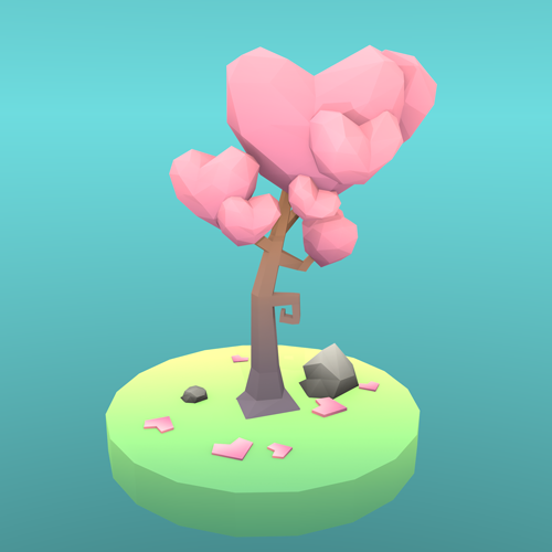 Low Poly Herz-Baum