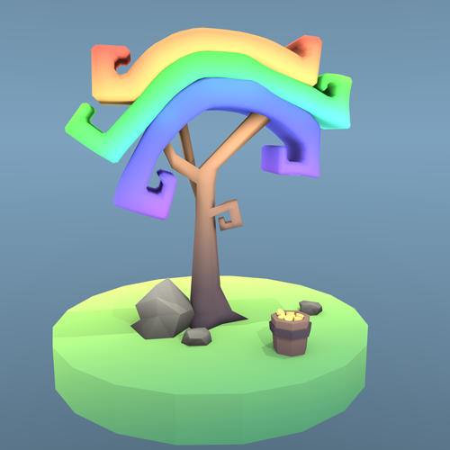 Low Poly Regenbogen-Baum